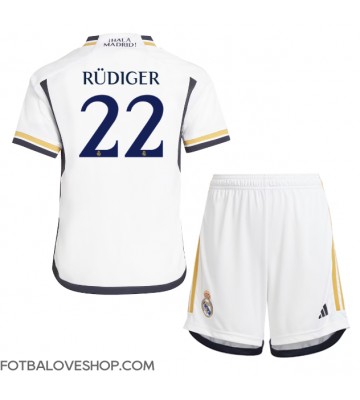 Real Madrid Antonio Rudiger #22 Dětské Domácí Dres 2023-24 Krátký Rukáv (+ trenýrky)